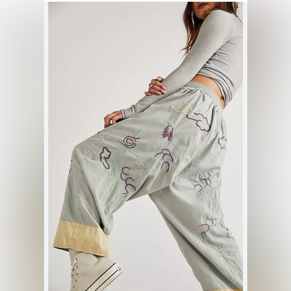 Magnolia Pearl Cotton Satin Embroidered Alyce Dragon Pants